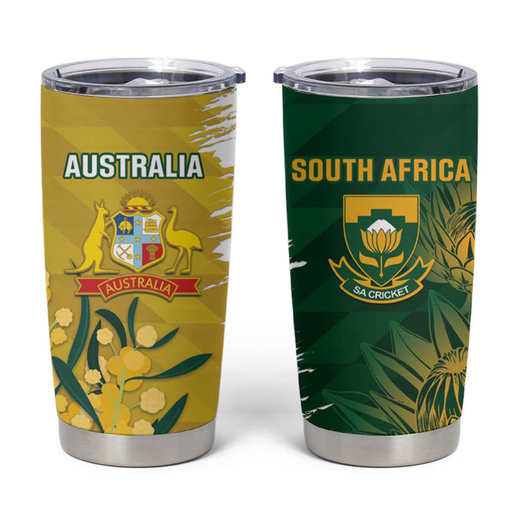 Custom Australia And South Africa Cricket Tumbler Cup Aussies Proteas Together - Wonder Print Shop