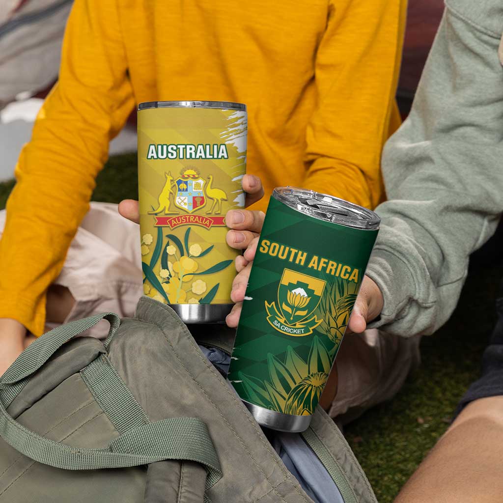 Custom Australia And South Africa Cricket Tumbler Cup Aussies Proteas Together - Wonder Print Shop