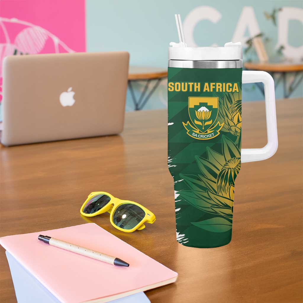 Custom Australia And South Africa Cricket Tumbler With Handle Aussies Proteas Together - Wonder Print Shop