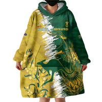 Custom Australia And South Africa Cricket Wearable Blanket Hoodie Aussies Proteas Together - Wonder Print Shop