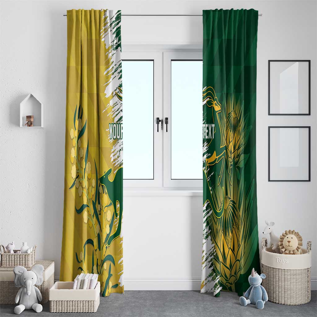 Custom Australia And South Africa Cricket Window Curtain Aussies Proteas Together - Wonder Print Shop