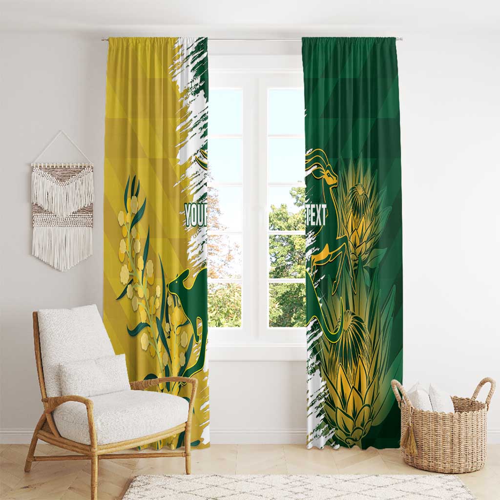 Custom Australia And South Africa Cricket Window Curtain Aussies Proteas Together - Wonder Print Shop