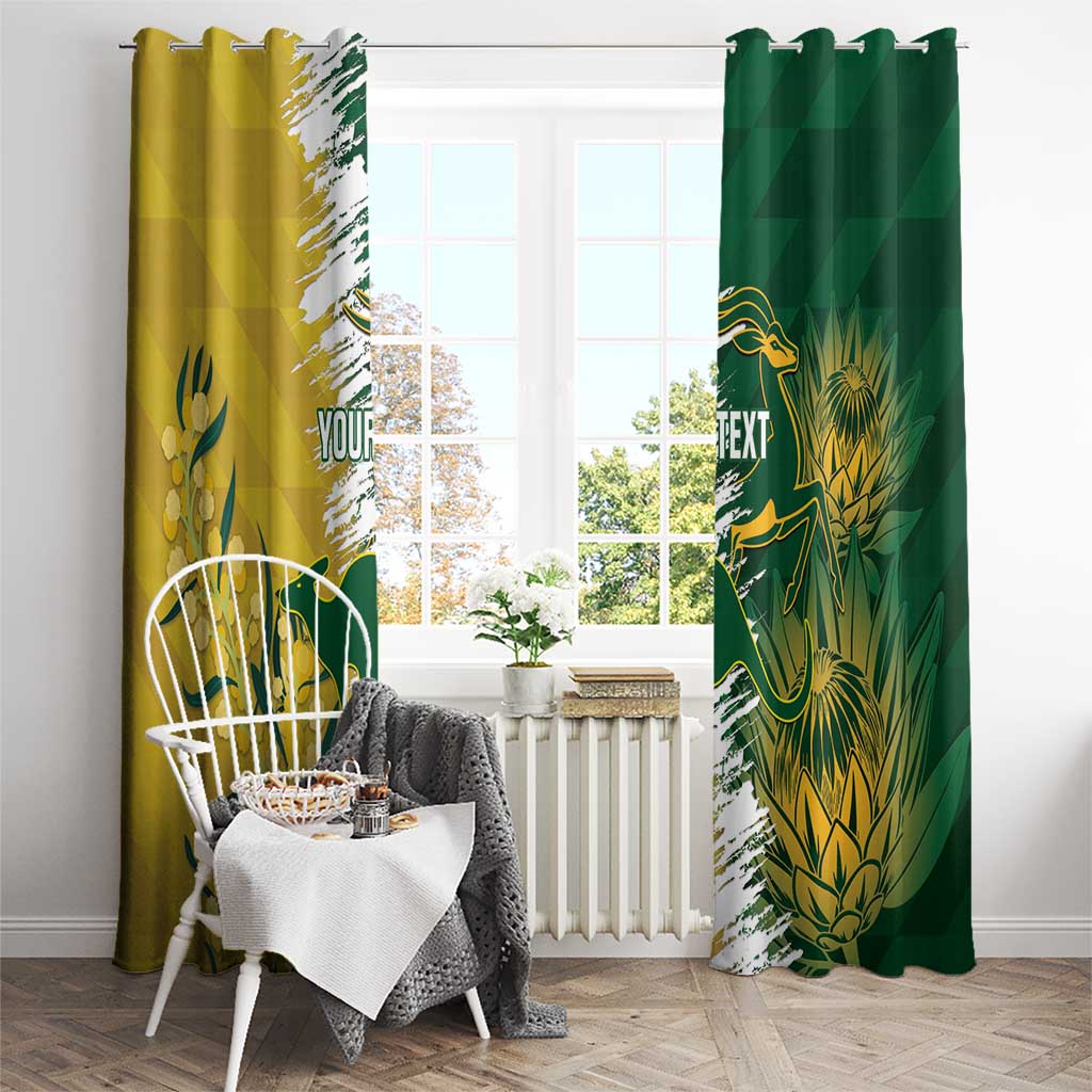 Custom Australia And South Africa Cricket Window Curtain Aussies Proteas Together - Wonder Print Shop