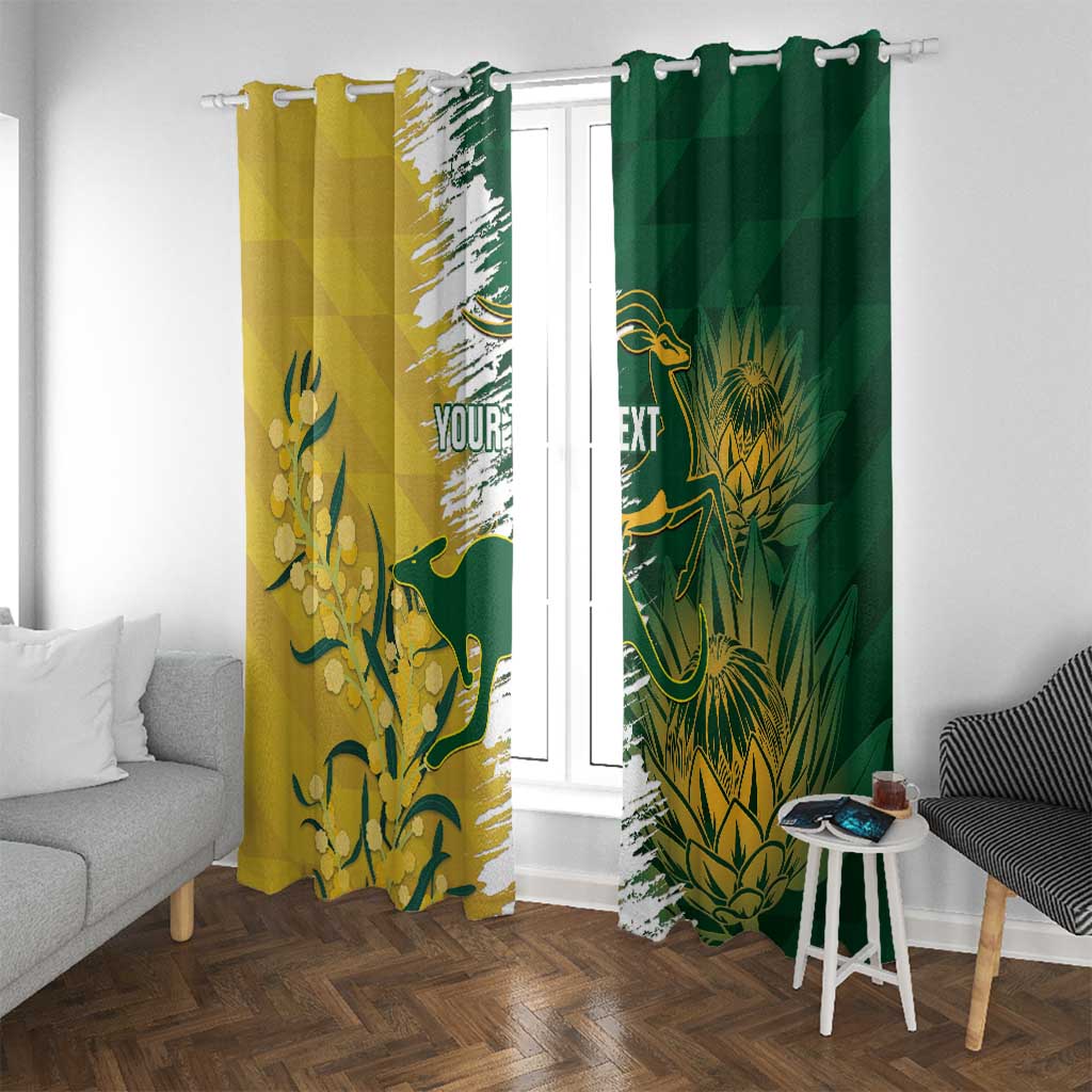 Custom Australia And South Africa Cricket Window Curtain Aussies Proteas Together - Wonder Print Shop