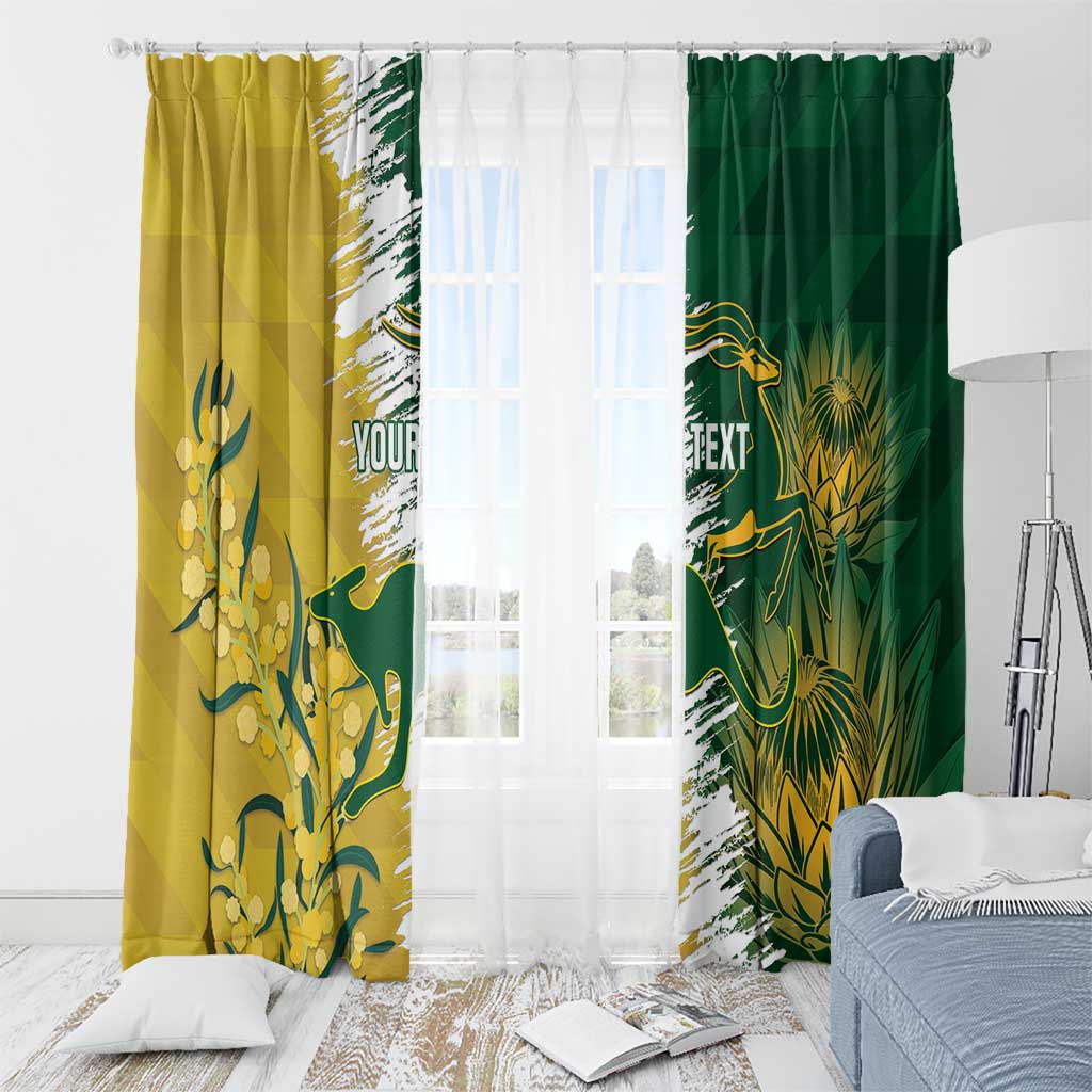 Custom Australia And South Africa Cricket Window Curtain Aussies Proteas Together - Wonder Print Shop