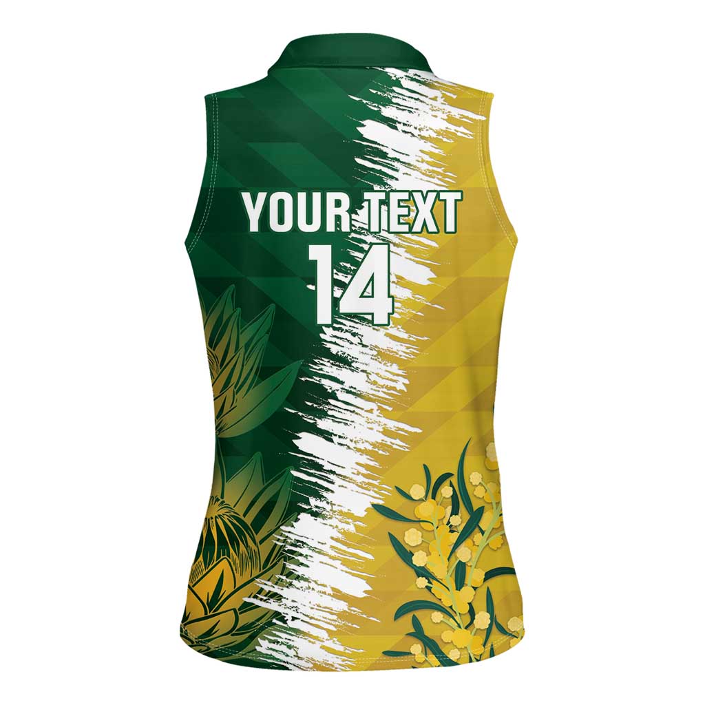 Custom Australia And South Africa Cricket Women Sleeveless Polo Shirt Aussies Proteas Together - Wonder Print Shop