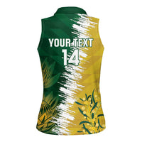 Custom Australia And South Africa Cricket Women Sleeveless Polo Shirt Aussies Proteas Together - Wonder Print Shop