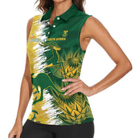 Custom Australia And South Africa Cricket Women Sleeveless Polo Shirt Aussies Proteas Together - Wonder Print Shop