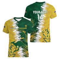 Custom Australia And South Africa Cricket Women V-Neck T-Shirt Aussies Proteas Together - Wonder Print Shop