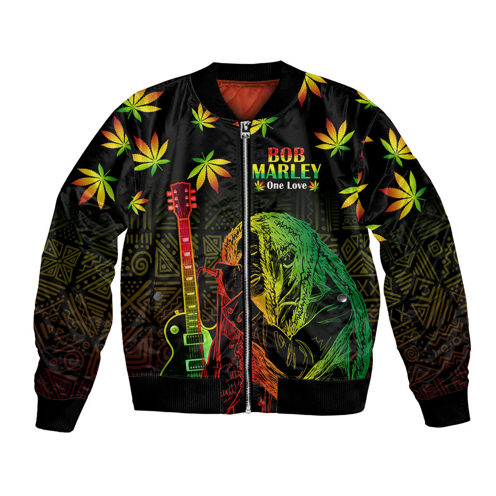 Jamaica Legend Bob Day Bomber Jacket One Love Jamaican Reggae African Pattern - Wonder Print Shop