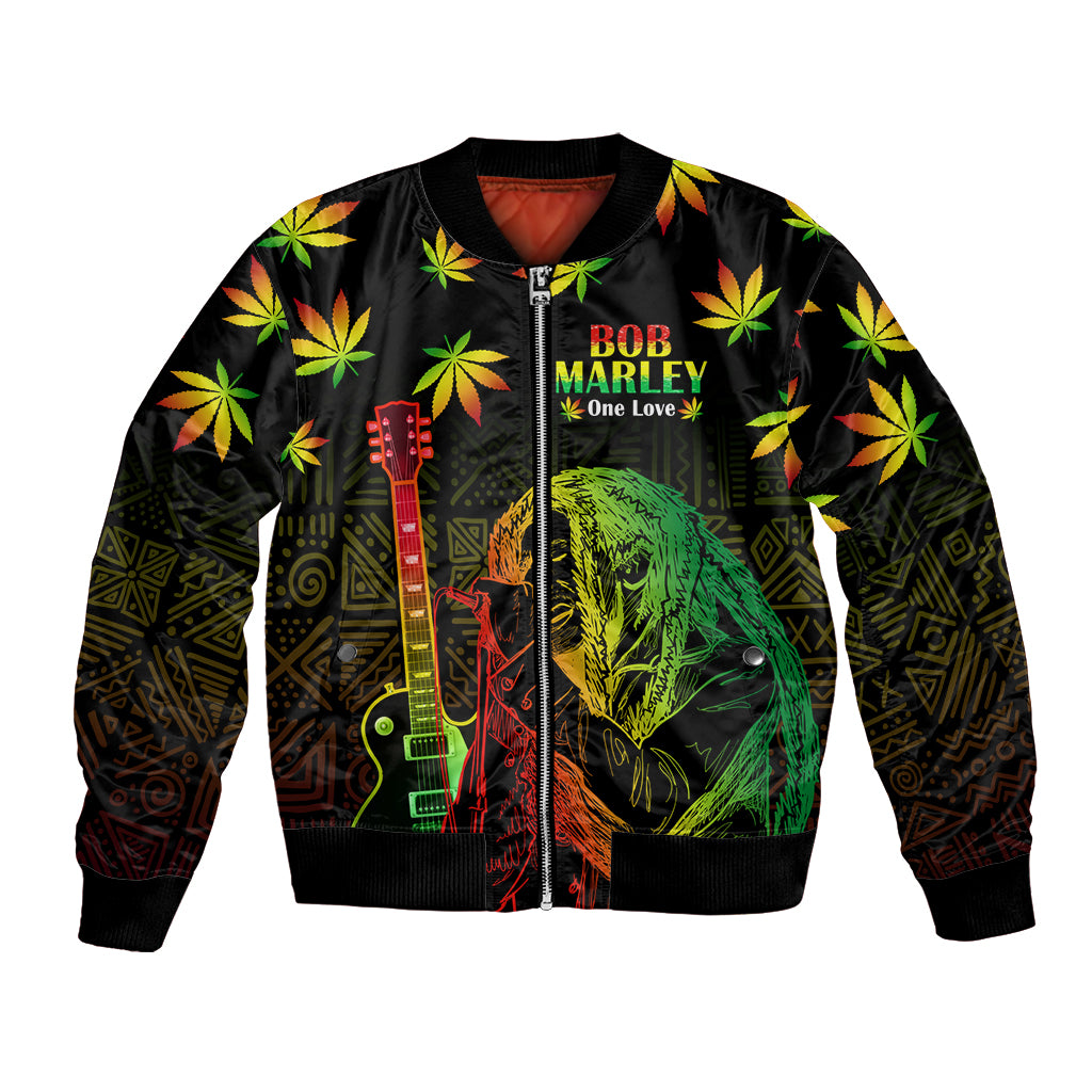 Jamaica Bob Marley Day Bomber Jacket One Love Jamaican Reggae African Pattern