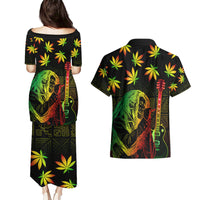 Jamaica Legend Bob Day Couples Matching Puletasi and Hawaiian Shirt One Love Jamaican Reggae African Pattern - Wonder Print Shop