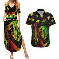 Jamaica Legend Bob Day Couples Matching Summer Maxi Dress and Hawaiian Shirt One Love Jamaican Reggae African Pattern - Wonder Print Shop