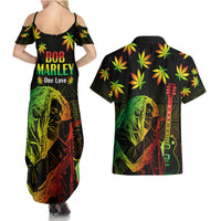 Jamaica Legend Bob Day Couples Matching Summer Maxi Dress and Hawaiian Shirt One Love Jamaican Reggae African Pattern - Wonder Print Shop
