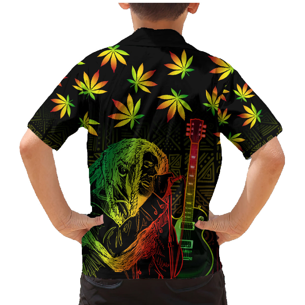 Jamaica Legend Bob Day Family Matching Mermaid Dress and Hawaiian Shirt One Love Jamaican Reggae African Pattern - Wonder Print Shop