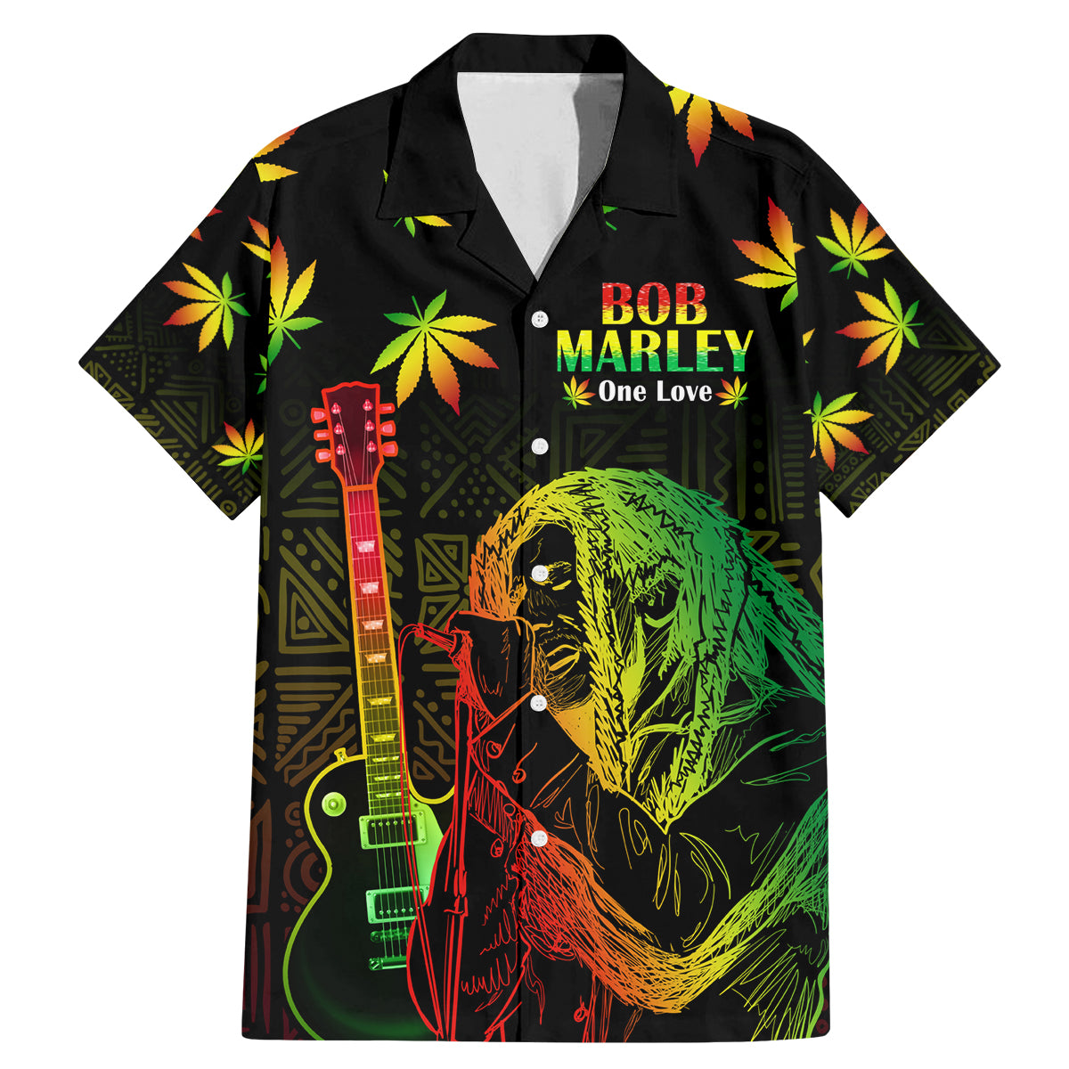 Jamaica Legend Bob Day Family Matching Mermaid Dress and Hawaiian Shirt One Love Jamaican Reggae African Pattern - Wonder Print Shop