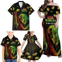 Jamaica Legend Bob Day Family Matching Off Shoulder Maxi Dress and Hawaiian Shirt One Love Jamaican Reggae African Pattern - Wonder Print Shop