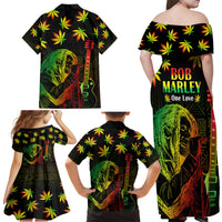Jamaica Legend Bob Day Family Matching Off Shoulder Maxi Dress and Hawaiian Shirt One Love Jamaican Reggae African Pattern - Wonder Print Shop