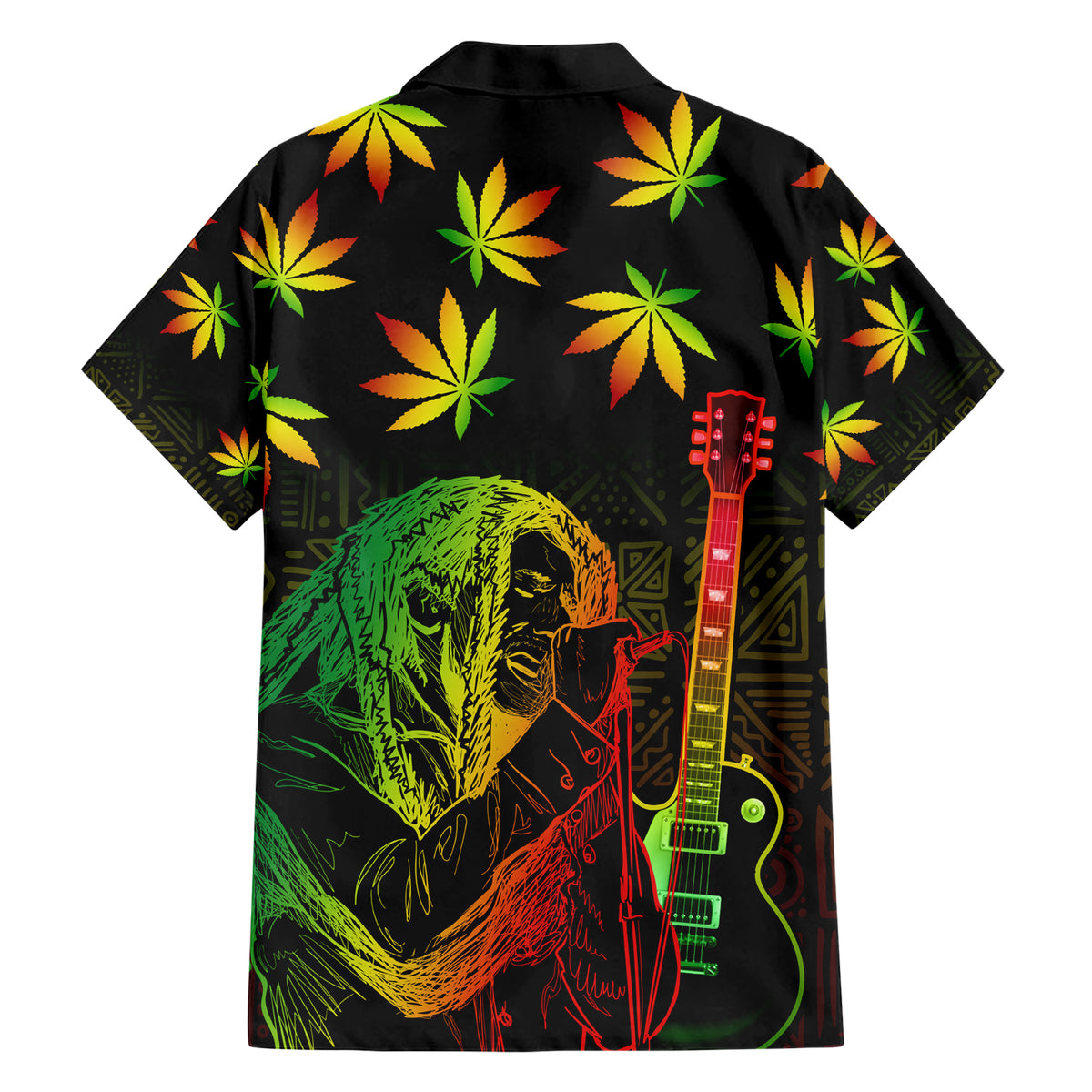 Jamaica Legend Bob Day Family Matching Short Sleeve Bodycon Dress and Hawaiian Shirt One Love Jamaican Reggae African Pattern - Wonder Print Shop