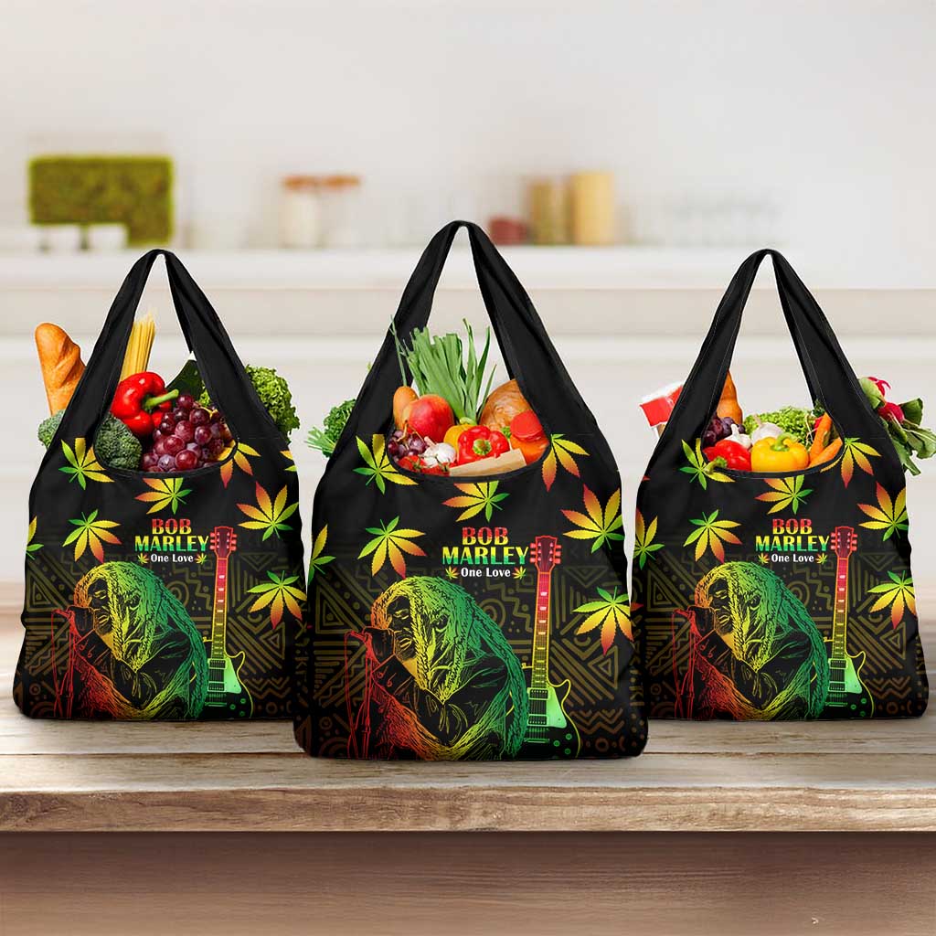Jamaica Bob Marley Day Grocery Bag One Love Jamaican Reggae African Pattern