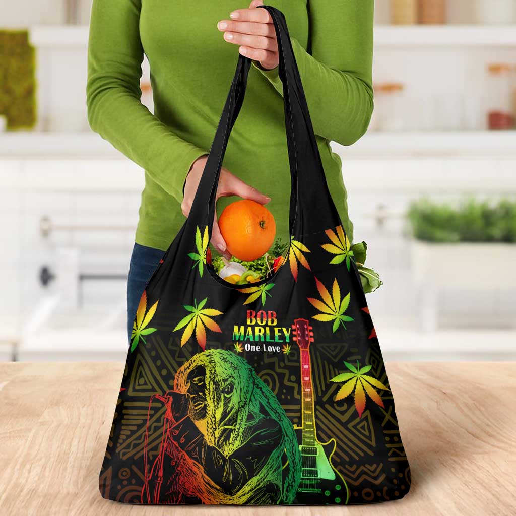 Jamaica Bob Marley Day Grocery Bag One Love Jamaican Reggae African Pattern