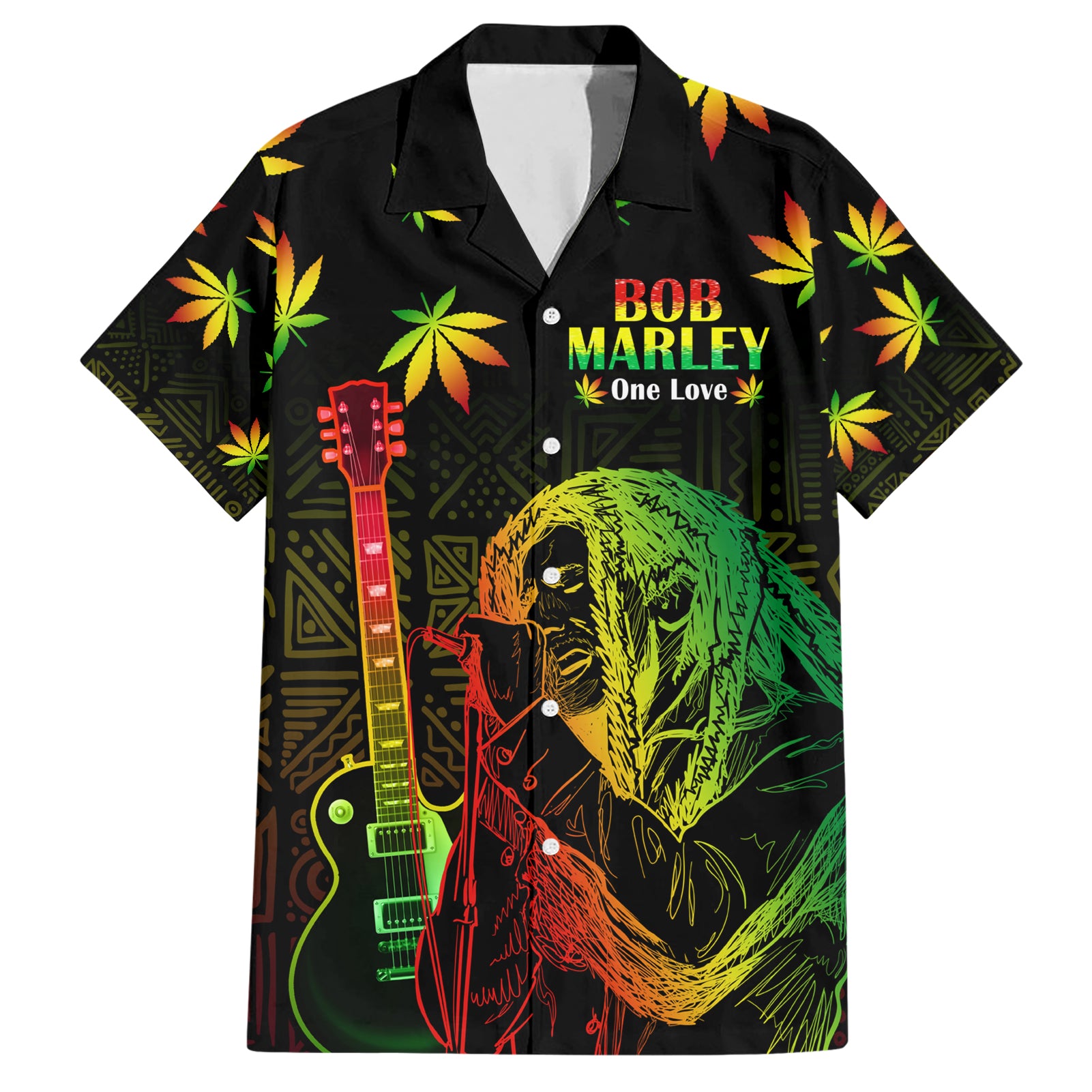 Jamaica Legend Bob Day Hawaiian Shirt One Love Jamaican Reggae African Pattern - Wonder Print Shop