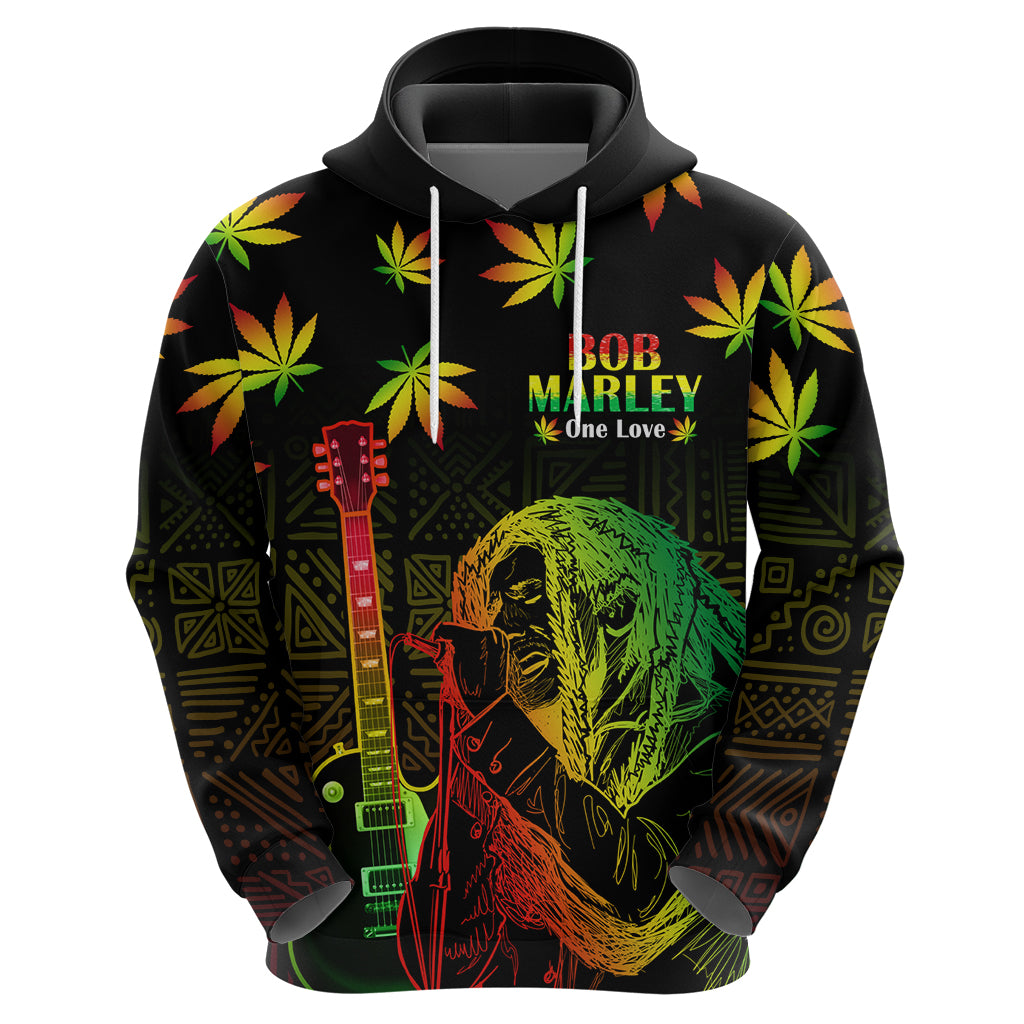 Jamaica Legend Bob Day Hoodie One Love Jamaican Reggae African Pattern - Wonder Print Shop
