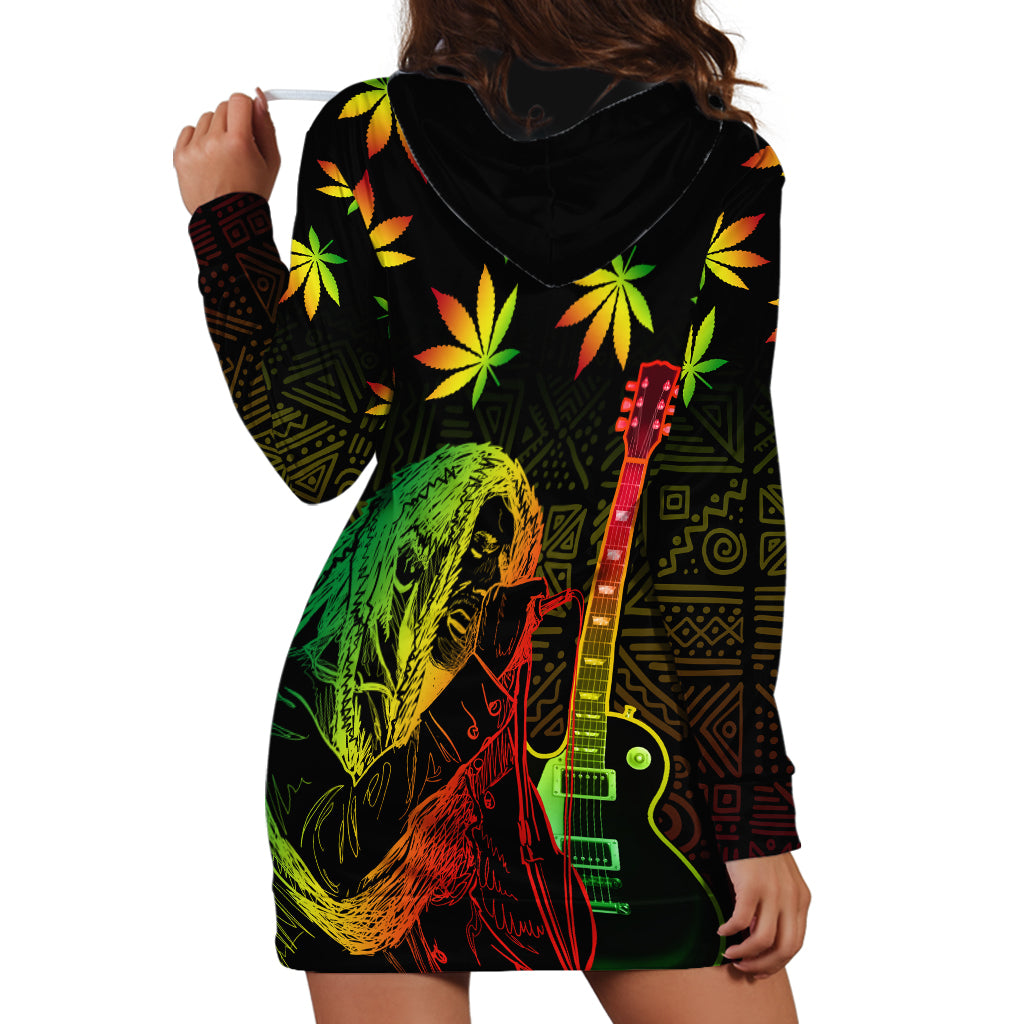Jamaica Legend Bob Day Hoodie Dress One Love Jamaican Reggae African Pattern - Wonder Print Shop
