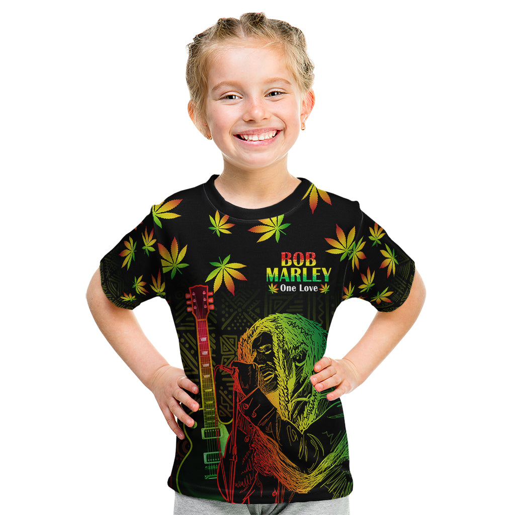 Jamaica Legend Bob Day Kid T Shirt One Love Jamaican Reggae African Pattern - Wonder Print Shop