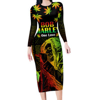 Jamaica Legend Bob Day Long Sleeve Bodycon Dress One Love Jamaican Reggae African Pattern - Wonder Print Shop