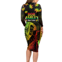 Jamaica Legend Bob Day Long Sleeve Bodycon Dress One Love Jamaican Reggae African Pattern - Wonder Print Shop