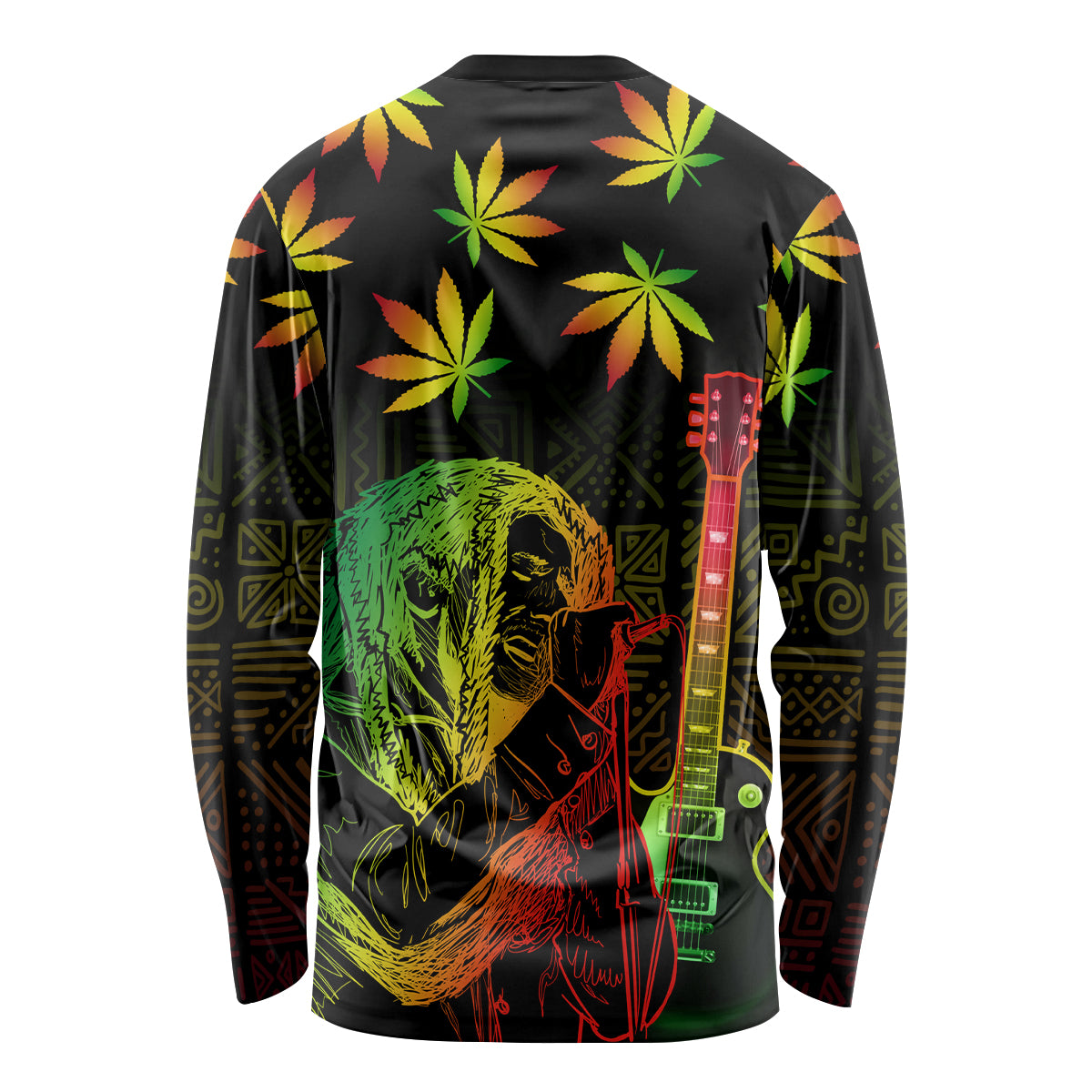 Jamaica Legend Bob Day Long Sleeve Shirt One Love Jamaican Reggae African Pattern - Wonder Print Shop