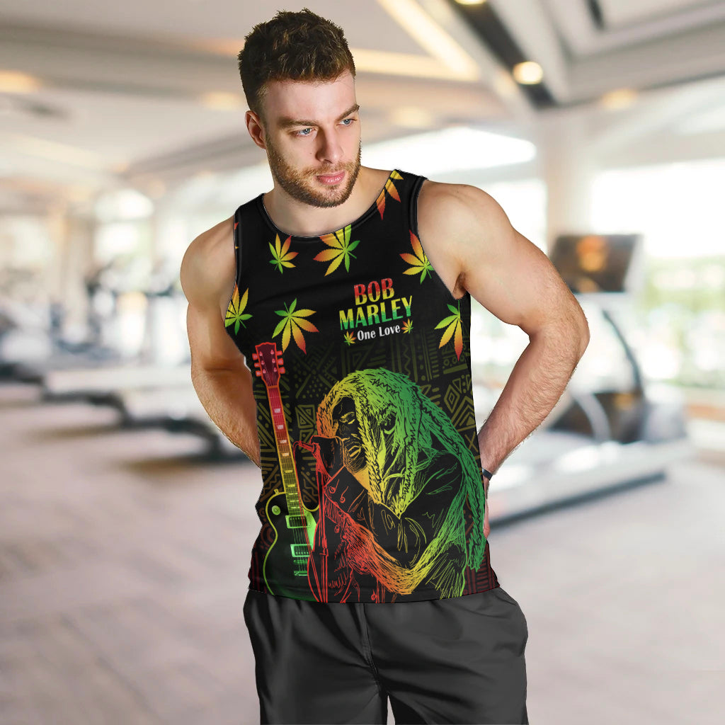Jamaica Legend Bob Day Men Tank Top One Love Jamaican Reggae African Pattern - Wonder Print Shop