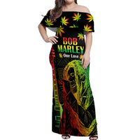 Jamaica Legend Bob Day Off Shoulder Maxi Dress One Love Jamaican Reggae African Pattern - Wonder Print Shop