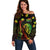 Jamaica Legend Bob Day Off Shoulder Sweater One Love Jamaican Reggae African Pattern - Wonder Print Shop