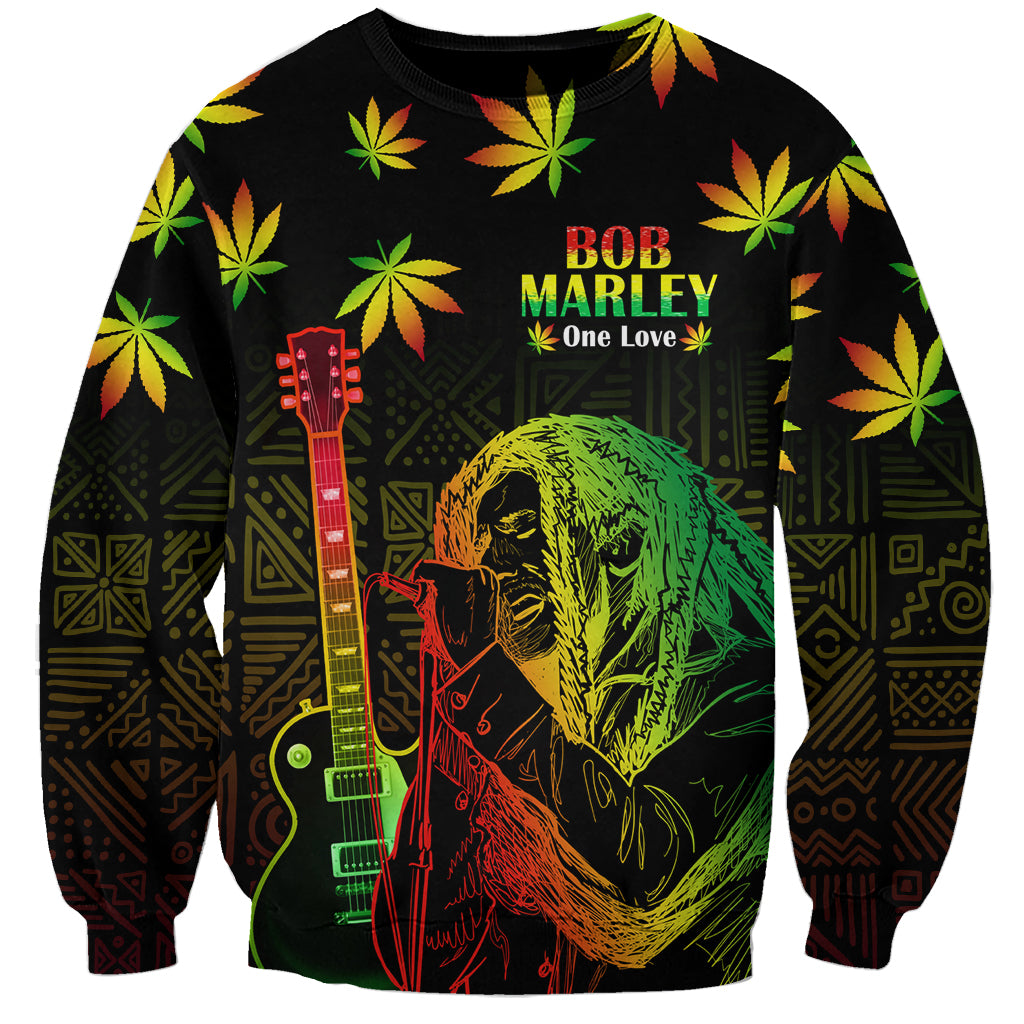 Jamaica Legend Bob Day Sweatshirt One Love Jamaican Reggae African Pattern - Wonder Print Shop