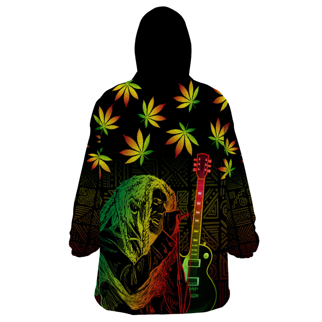 Jamaica Legend Bob Day Wearable Blanket Hoodie One Love Jamaican Reggae African Pattern - Wonder Print Shop