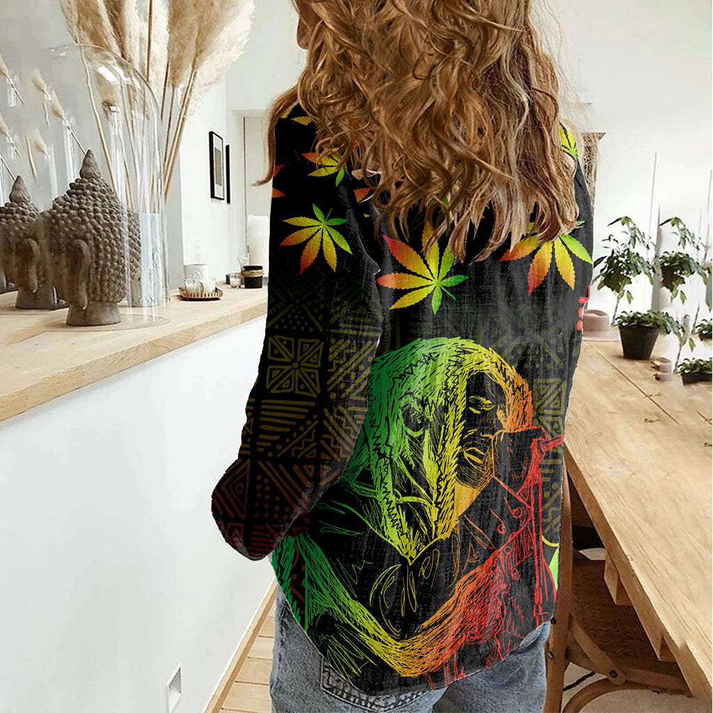 Jamaica Legend Bob Day Women Casual Shirt One Love Jamaican Reggae African Pattern - Wonder Print Shop