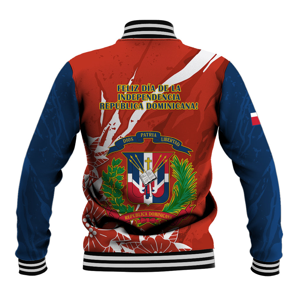 Dominican Republic Independence Day Baseball Jacket Coat Of Arms With Bayahibe Rose - Wonder Print Shop