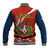 Dominican Republic Independence Day Baseball Jacket Coat Of Arms With Bayahibe Rose