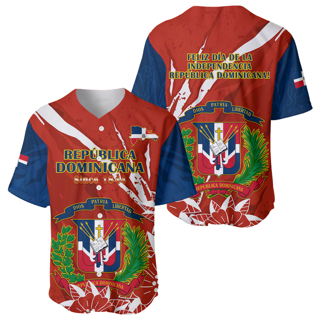 Dominican Republic Independence Day Baseball Jersey Coat Of Arms With Bayahibe Rose - Wonder Print Shop