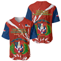 Dominican Republic Independence Day Baseball Jersey Coat Of Arms With Bayahibe Rose - Wonder Print Shop