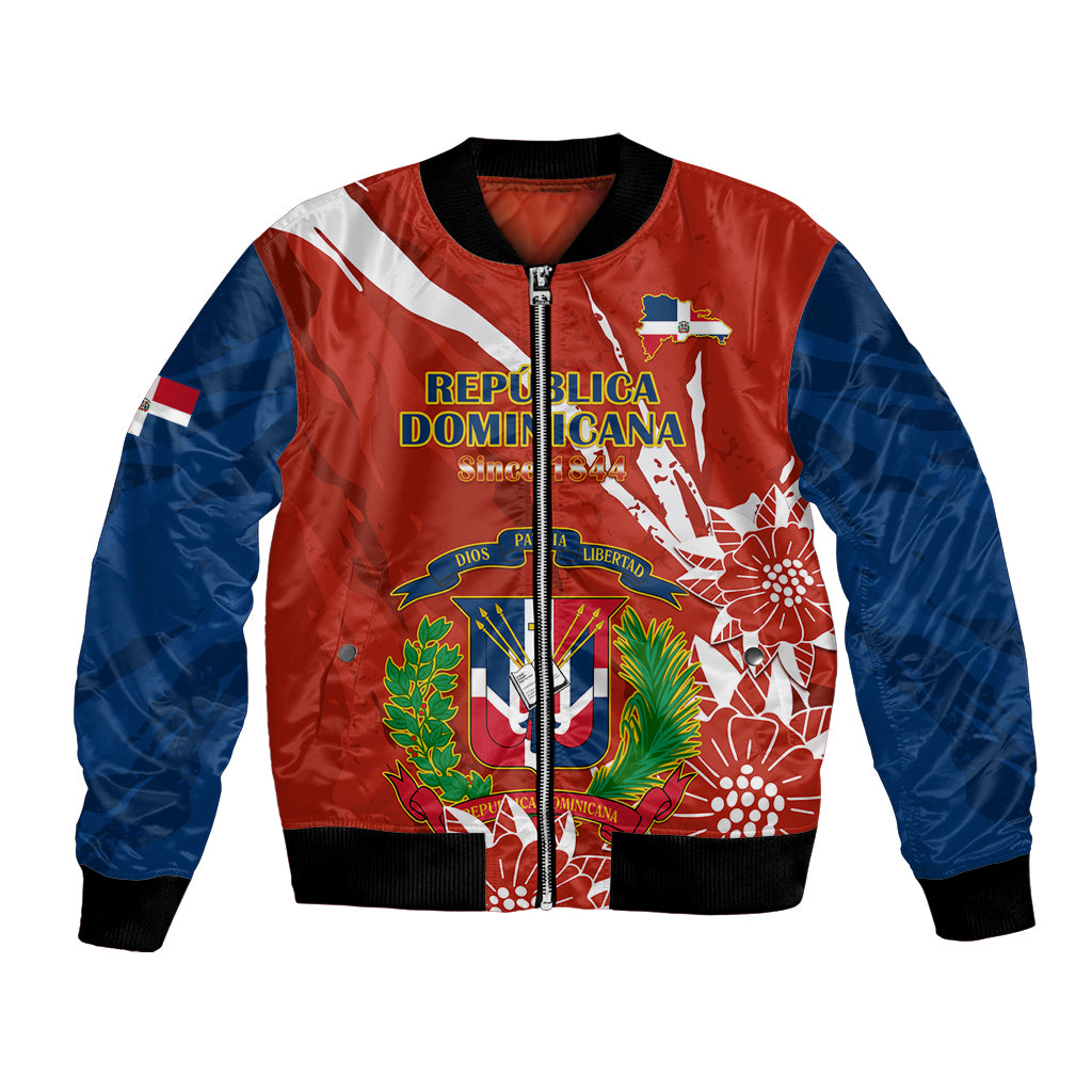 Dominican Republic Independence Day Bomber Jacket Coat Of Arms With Bayahibe Rose - Wonder Print Shop