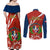Dominican Republic Independence Day Couples Matching Off Shoulder Maxi Dress and Long Sleeve Button Shirt Coat Of Arms With Bayahibe Rose