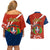 Dominican Republic Independence Day Couples Matching Off Shoulder Short Dress and Hawaiian Shirt Coat Of Arms With Bayahibe Rose - Wonder Print Shop