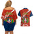 Dominican Republic Independence Day Couples Matching Off Shoulder Short Dress and Hawaiian Shirt Coat Of Arms With Bayahibe Rose