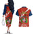 Dominican Republic Independence Day Couples Matching Off The Shoulder Long Sleeve Dress and Hawaiian Shirt Coat Of Arms With Bayahibe Rose