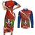 Dominican Republic Independence Day Couples Matching Short Sleeve Bodycon Dress and Long Sleeve Button Shirt Coat Of Arms With Bayahibe Rose