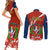 Dominican Republic Independence Day Couples Matching Short Sleeve Bodycon Dress and Long Sleeve Button Shirt Coat Of Arms With Bayahibe Rose