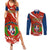 Dominican Republic Independence Day Couples Matching Summer Maxi Dress and Long Sleeve Button Shirt Coat Of Arms With Bayahibe Rose - Wonder Print Shop